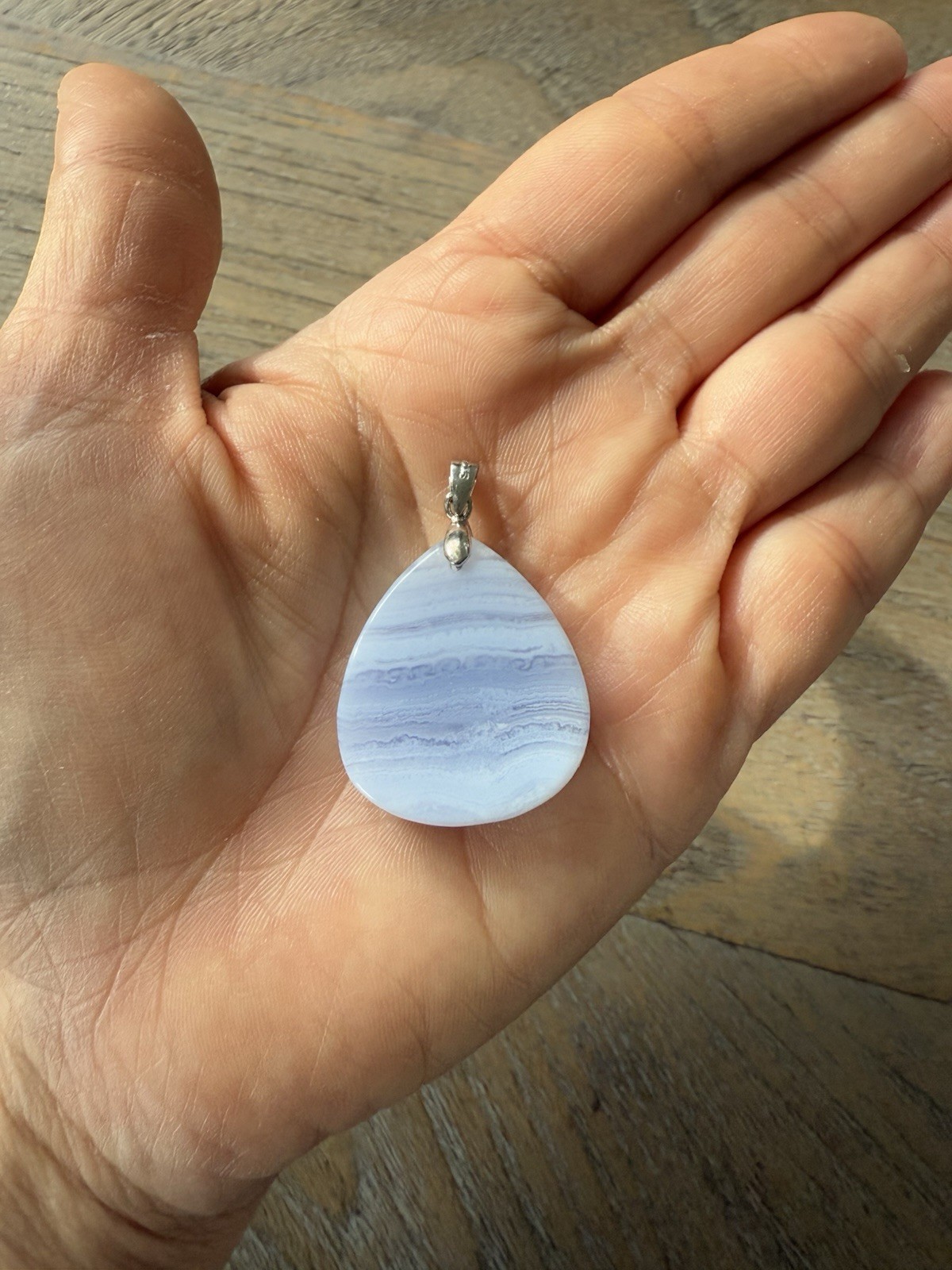 Beautiful Tear Drop Blue Lace Agate Pendant