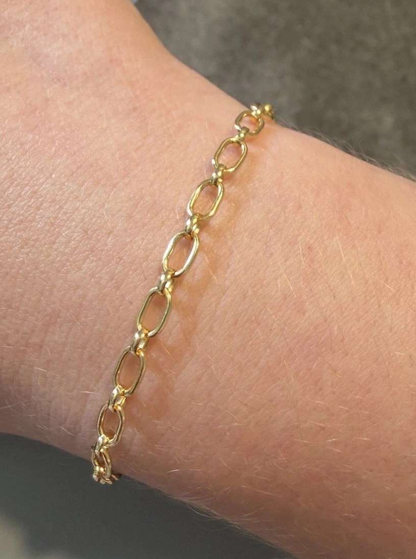 14k Gold Filled Fancy Link Chain Bracelet 6.5 Inches