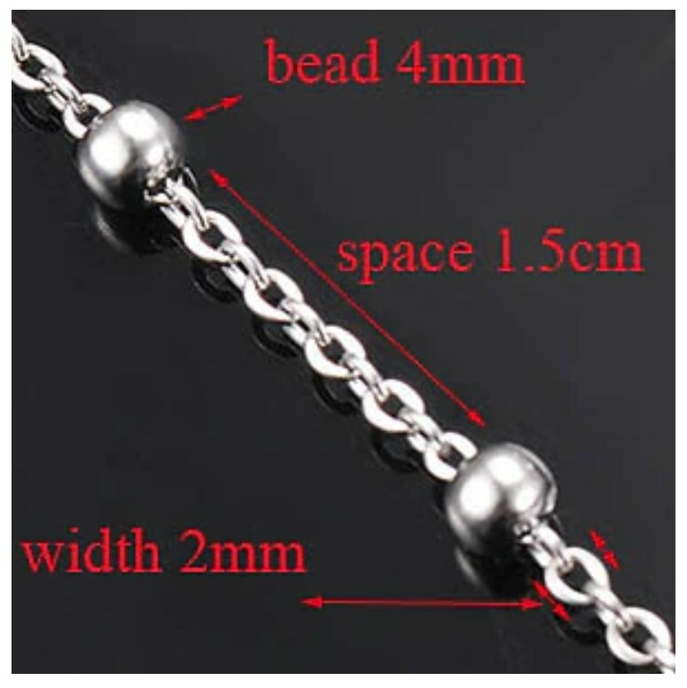 Stainless Steel 60 cm ( 23.6 Inch) Link Single Ball Chain Necklace 2 mm width
