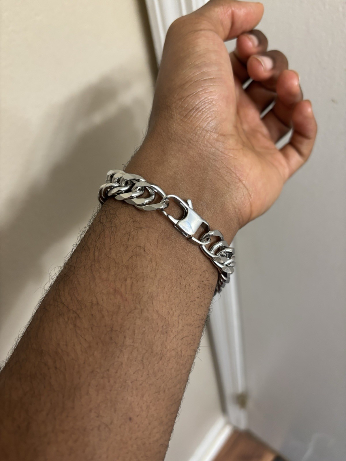 21 Cm Plated Silver Alloy Micro Curb Bracelet Minimal Grunge Streetwear Jewelry