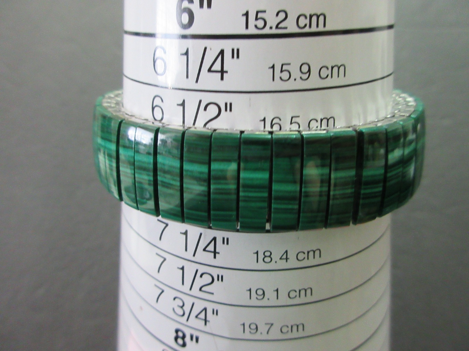 6″-7″ Green Malachite Stretch Bangle Bracelet Rectangle Stone Segments
