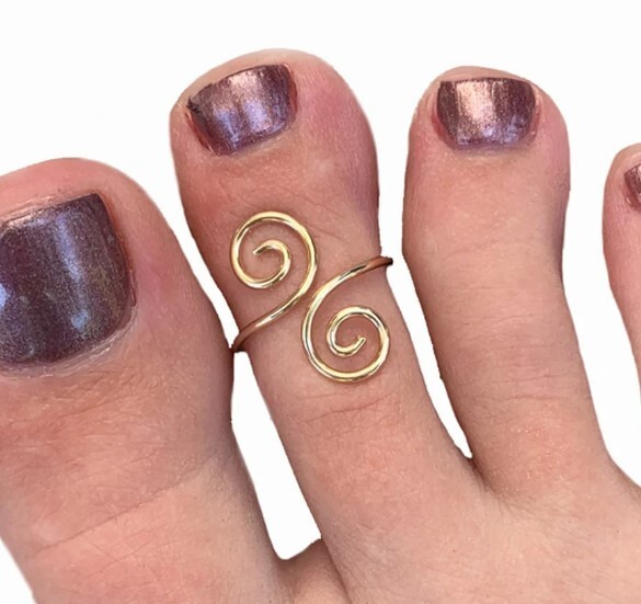 Valentine’s Daily Use Solid Metal Women’s Double Swirl Toe Ring 925 SS