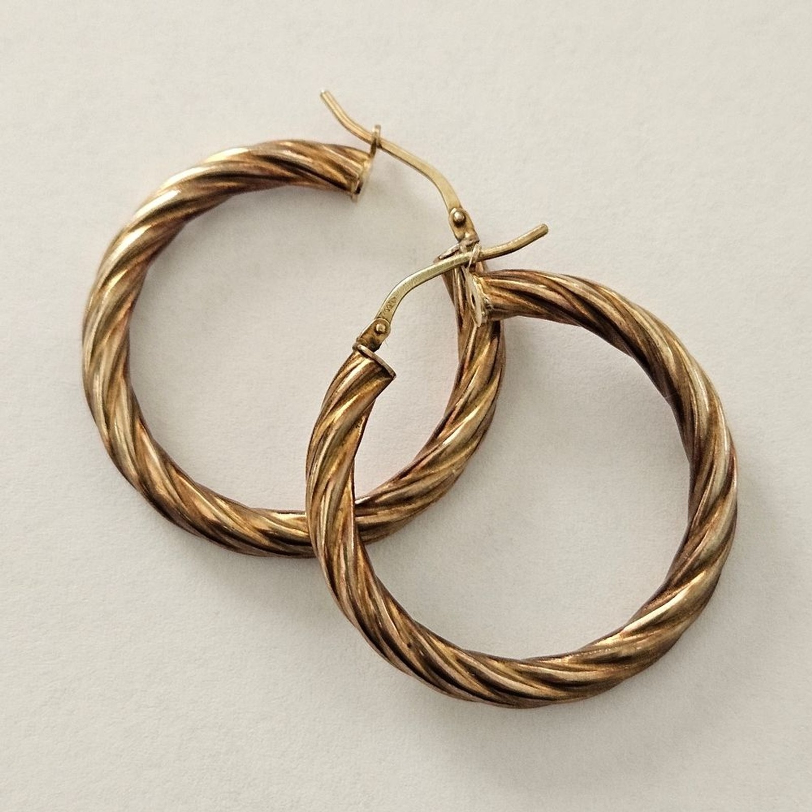 Vintage Sterling Silver Gold Plated Hoop Earrings Retro Bohemian Feminine