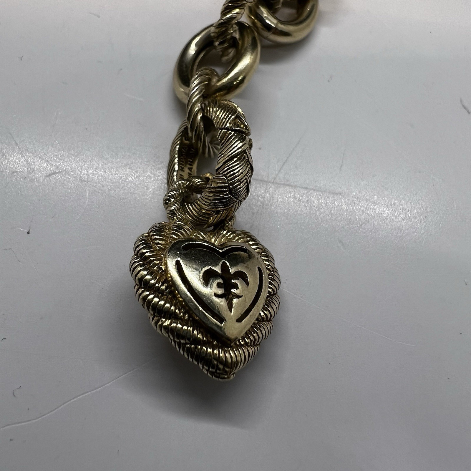 Judith Ripka Sterling Silver CZ Accents Gold Plated Verona Romance Link Bracelet