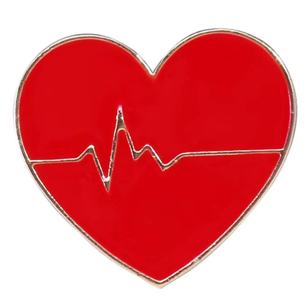 Mother’s Day Red Enamel Heart Brooch Alloy Heartbeat Love Pin Jewelry Gift