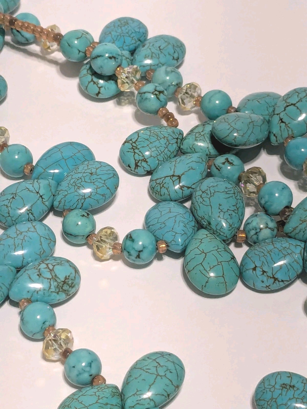 Layered Cluster Howlite Necklace With Multicolor Glass & Acrylic Beads. BOHO