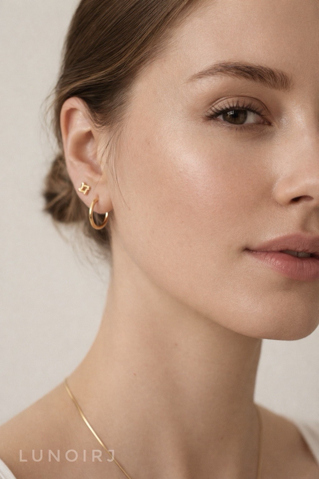 Gold Huggie Hoop Earrings Stainless Steel Hypoallergenic Clicker Sleeper Unisex
