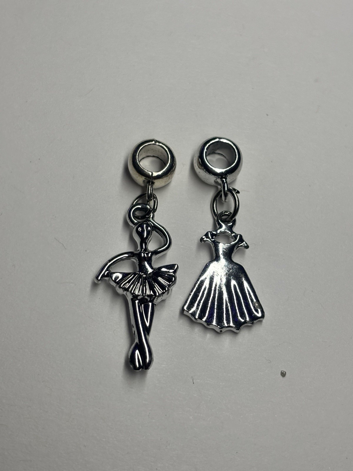 Ballerina & Dress Dangle Charms Beads for European/ Charm Style Bracelets – 2pc