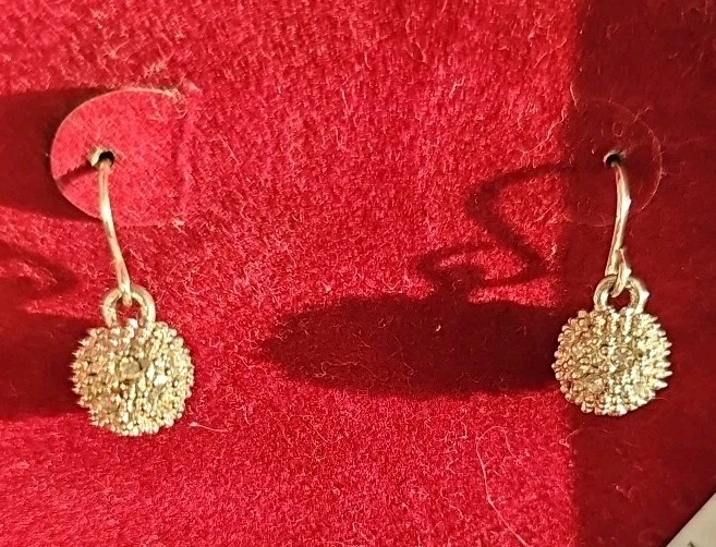 Vintage Style Pierced Earrings (ONLY) Crystal Balls Silver Tone 3/8″ Diameter