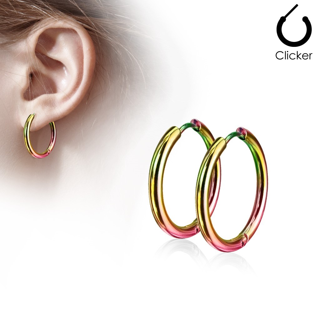 Stainless Steel Plain Endless Hoop Earrings Black-Blue-Silver-Rose Gold Plated