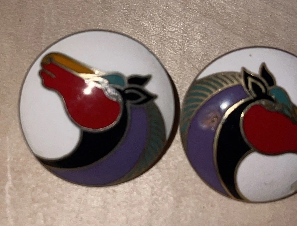 Vintage Laurel Burch Horse Earrings Black Enamel Colorful Mane “Kundus” Pierced