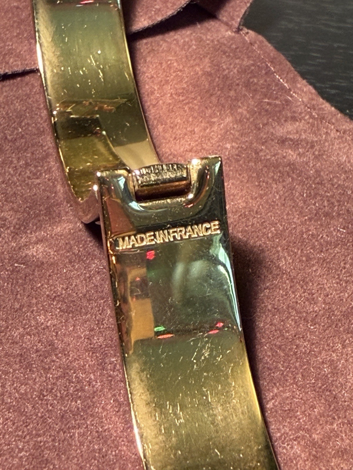 Hermès Clic H Enamel Hinged Bangle Bracelet H Shape Gold White France