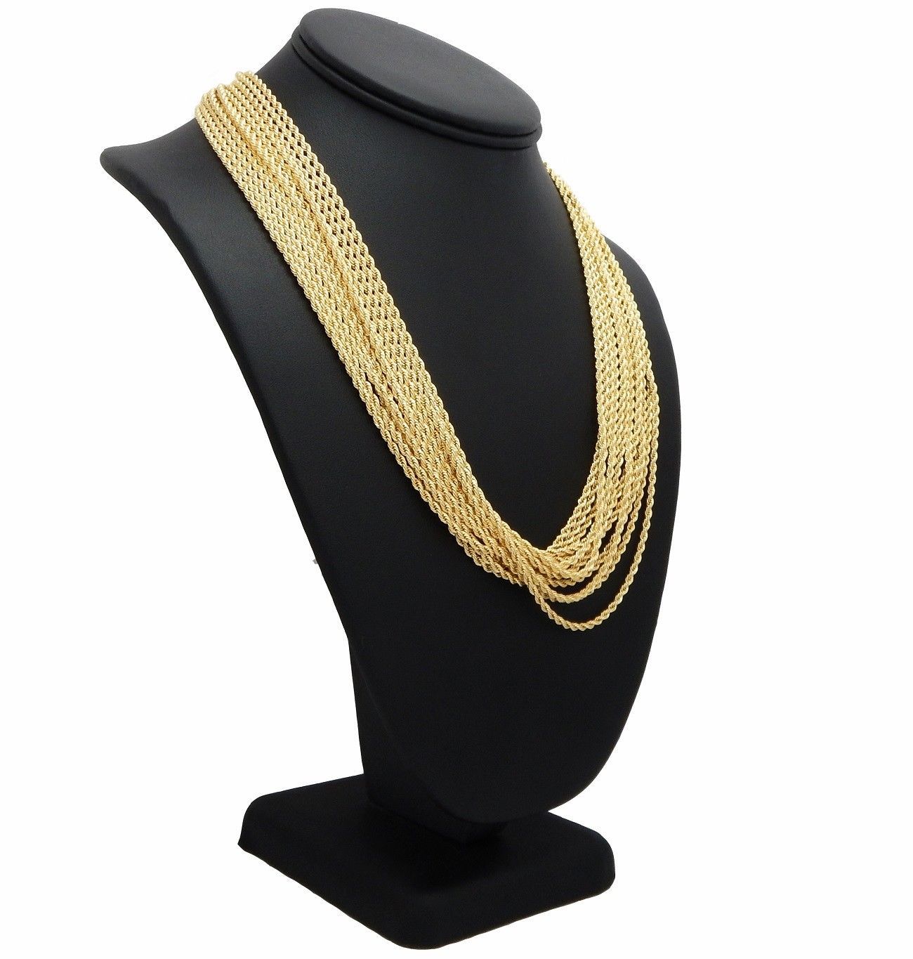 12 Piece Italy Rope Chain 2mm 20″ inch Necklace 14k Gold Plated Wholesale Lot