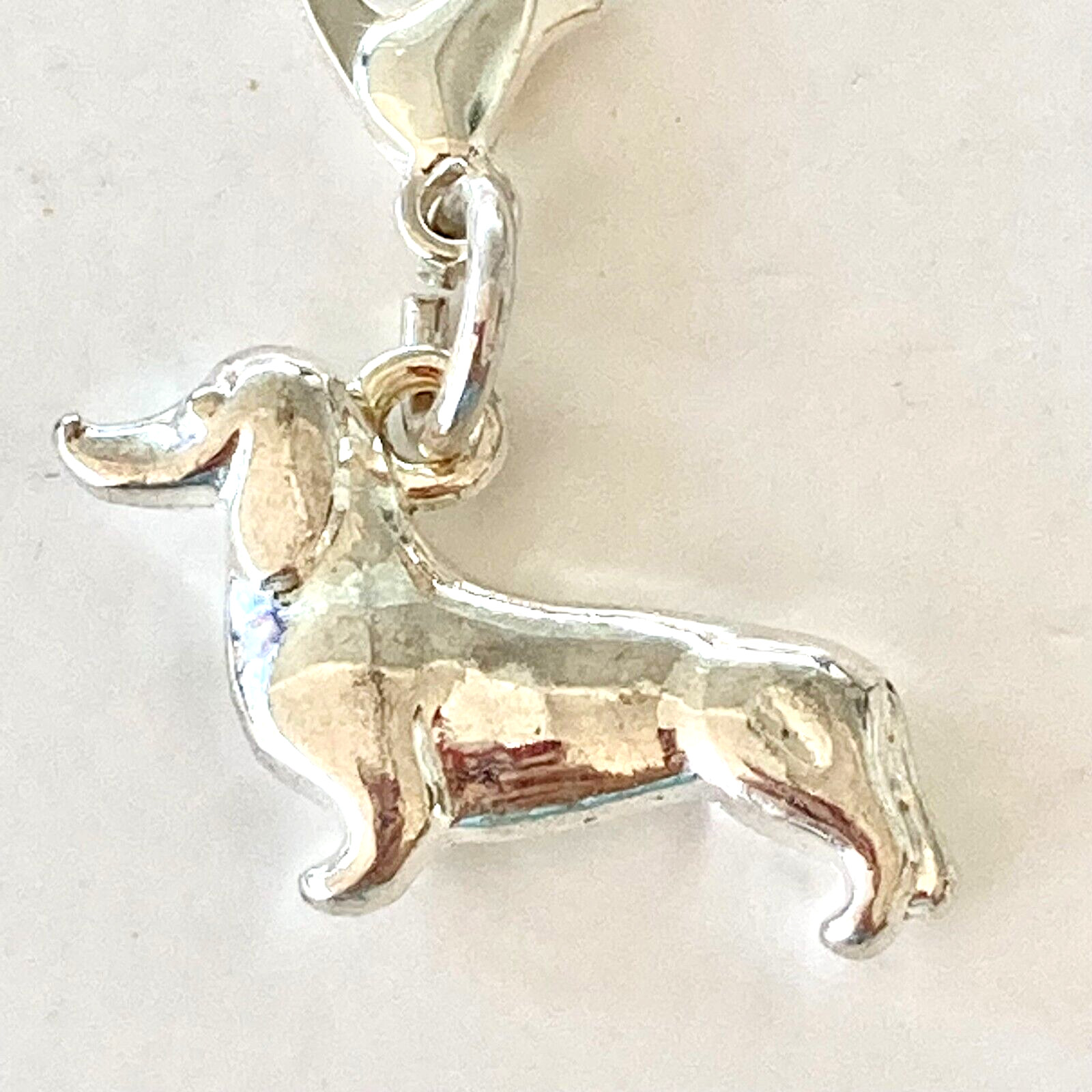Dachshund Doxie Dog Bead Clip On Charm Bracelet Silver Plated Zipper Pull Purse