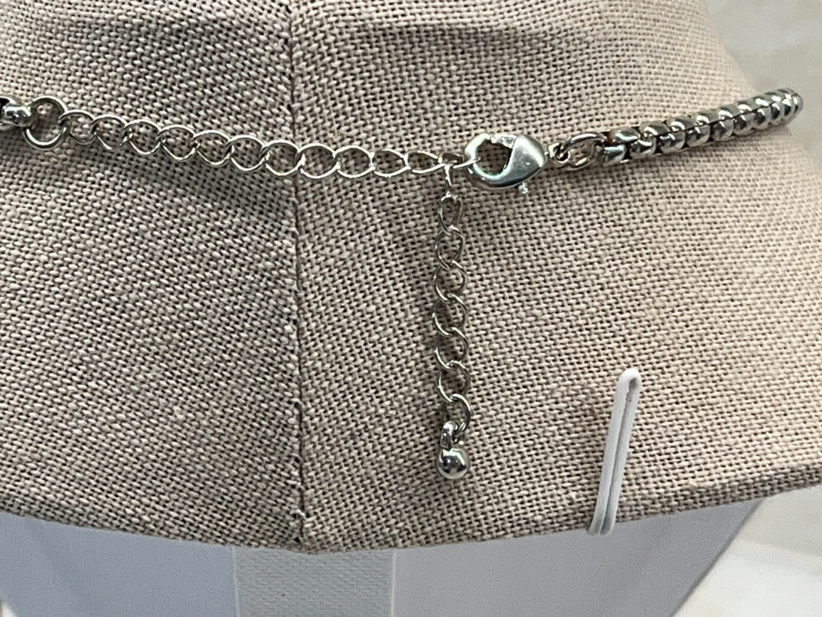 Silver Tone Tassle 19″ Necklace with Rhinestones