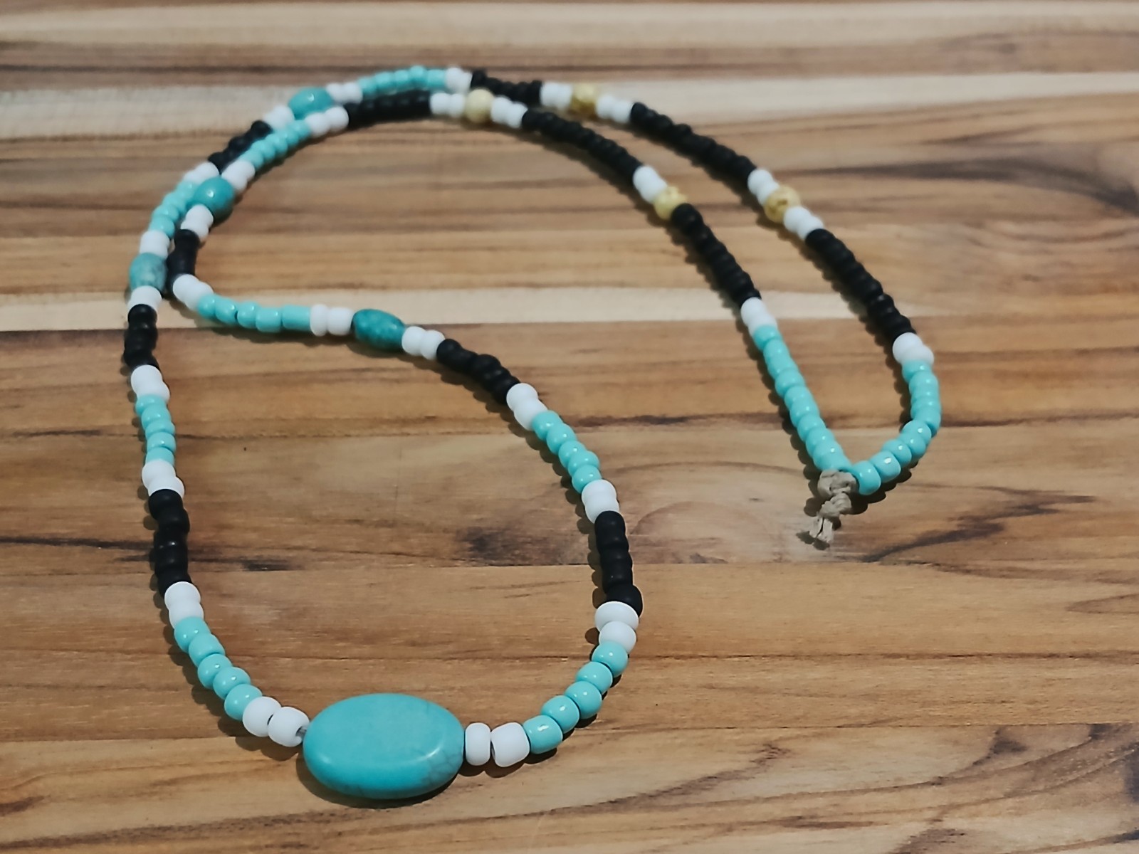 glass beaded necklace Hemp Mens Womens Unisex Dyed Turquoise Howlite