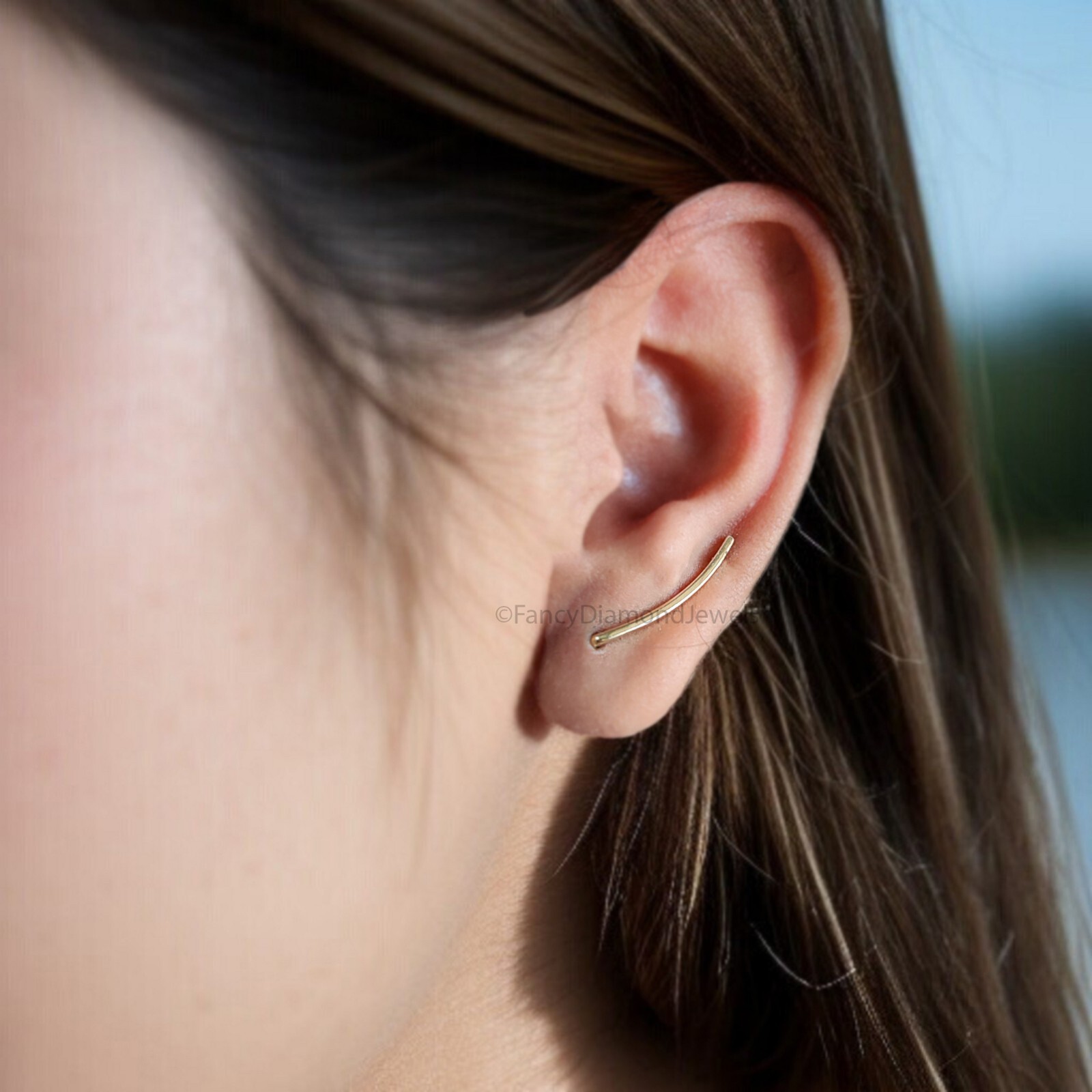 20 mm Dainty Long Ear Climbers Ear Crawler Bar Ear Climber Silver Sweep Ear Pin