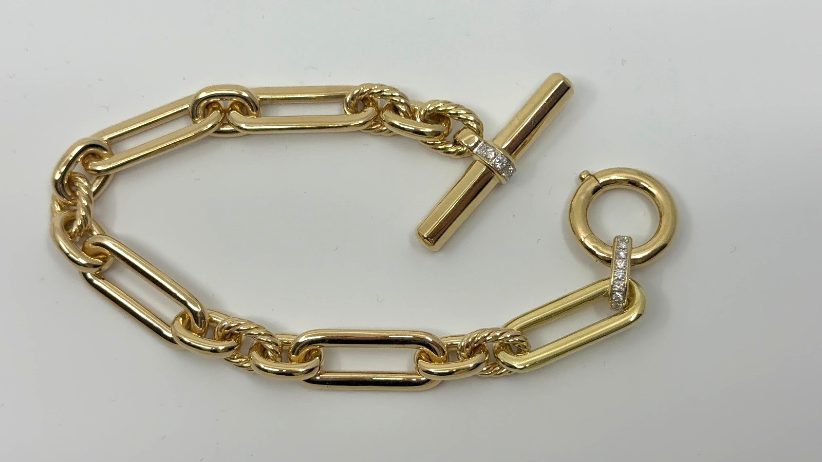 David Yurman Women’s Lexington Chain Bracelet in 18K Yellow Gold with Diamonds