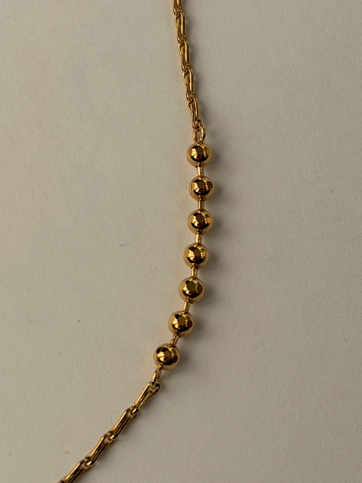 NWT Saint Laurent YSL Ball & Wheat Chain Station Gold Tone Brass Necklace $695