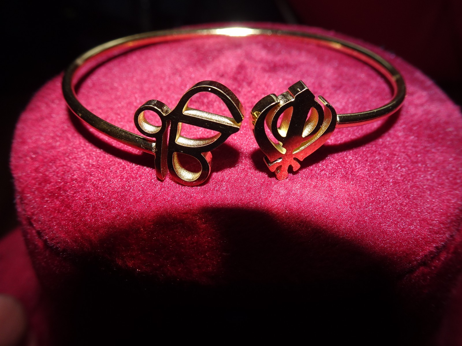 Ek Onkar & Khanda Bracelet Gold Plated adjustable Punjabi Gurmukhi Sikh Khalsa..
