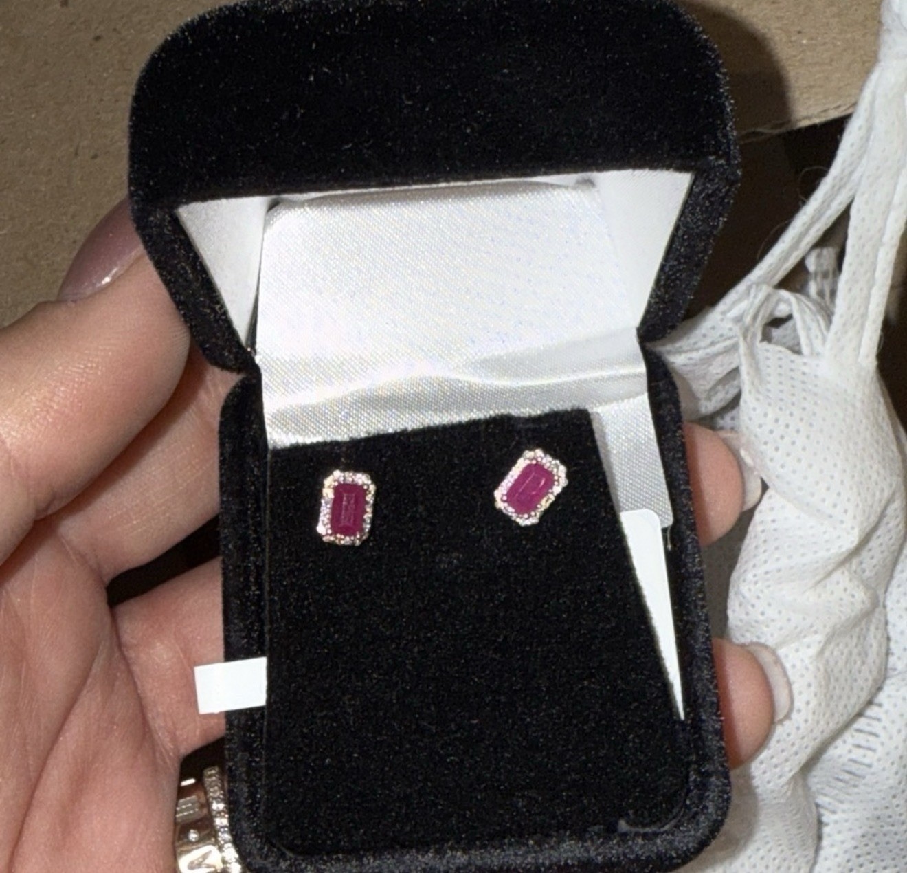 14k gold earrings with ruby