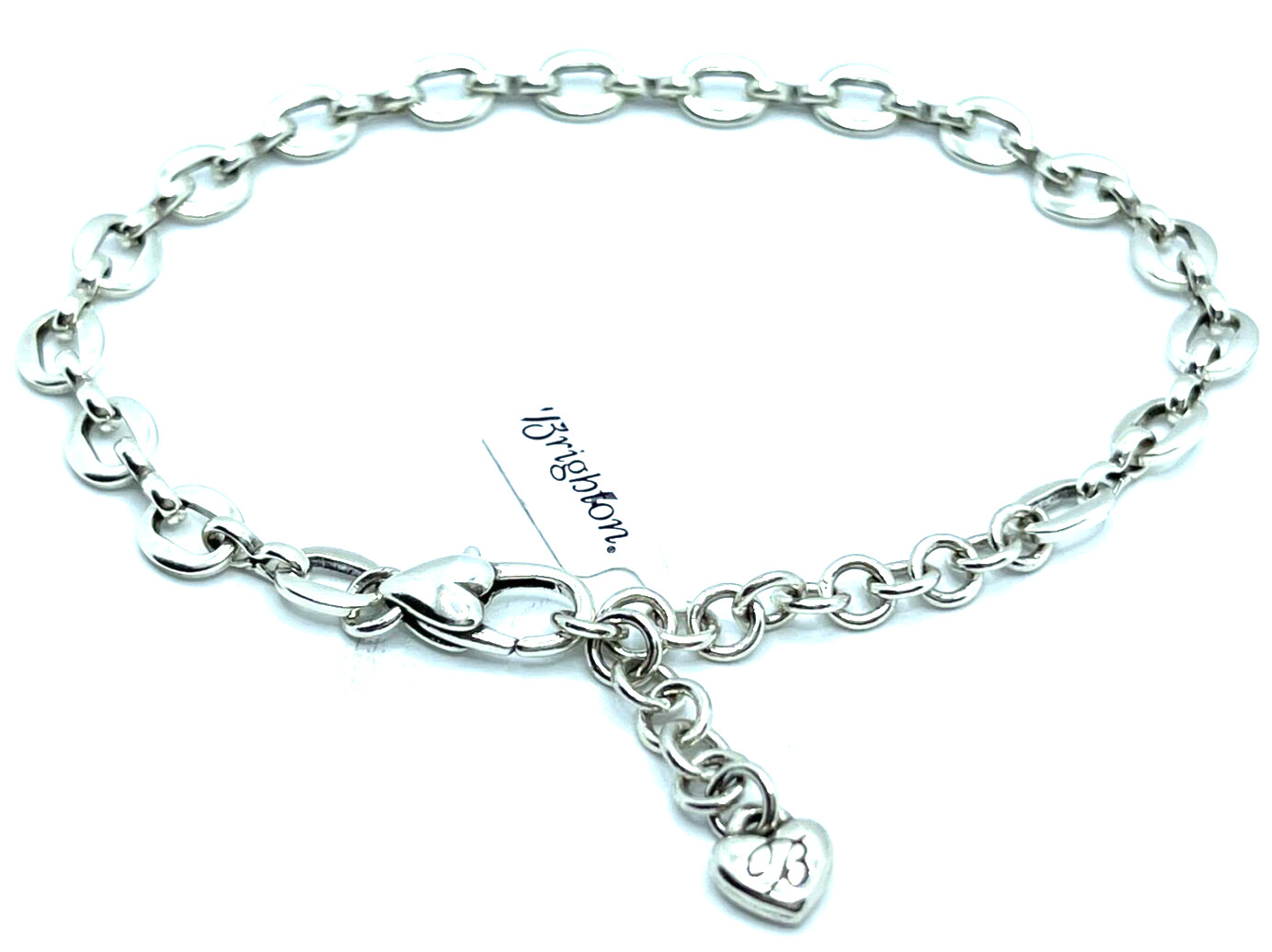 Brighton Delicate Oval Linked Chain Bracelet or Anklet Excellent Silver 10″ NWT