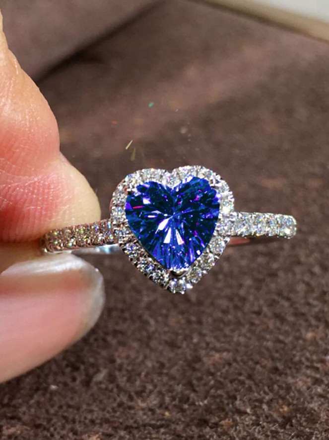 Fashion Women Luxury Heart Shaped Cubic Zirconia Wedding Engagement Ring Jewelry