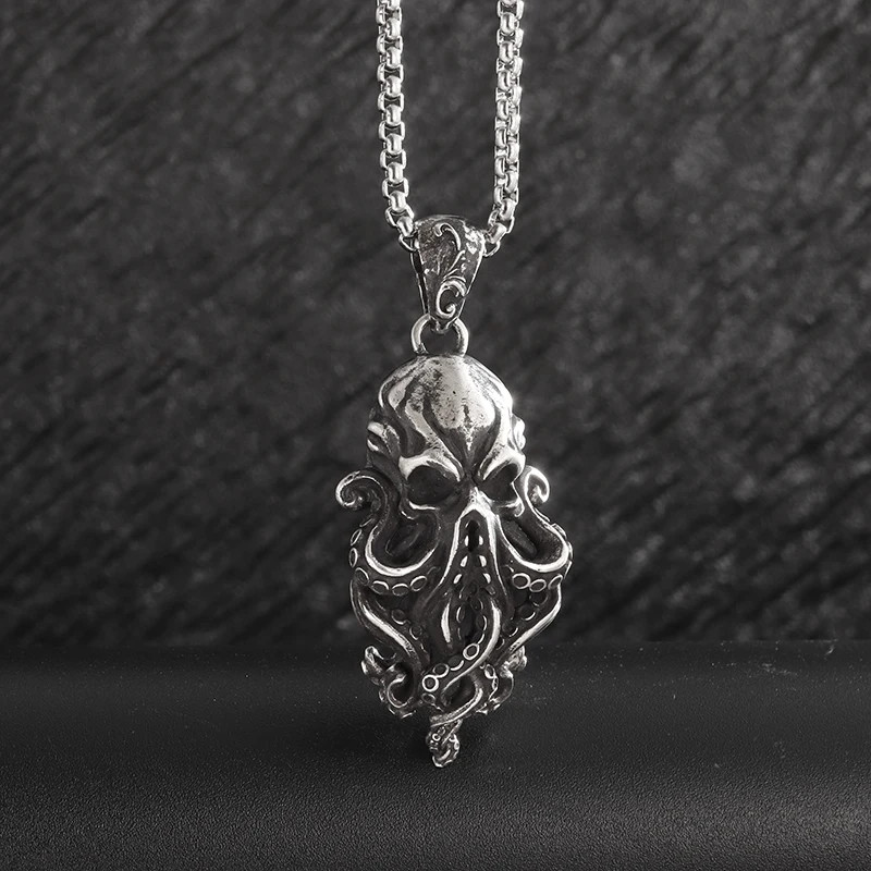 Cthulhu Monster Jewelry Silvery Mythology Sea Monster Octopus Pendant Necklace