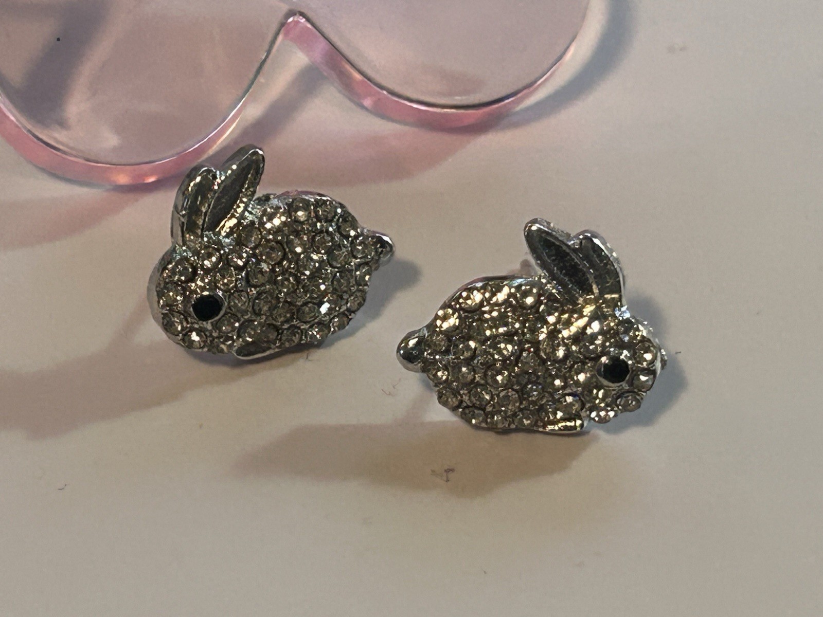 Bunny Rabbit Earrings SMALL Easter NEW – CUTE – 0.5 Inch Bling Glittery