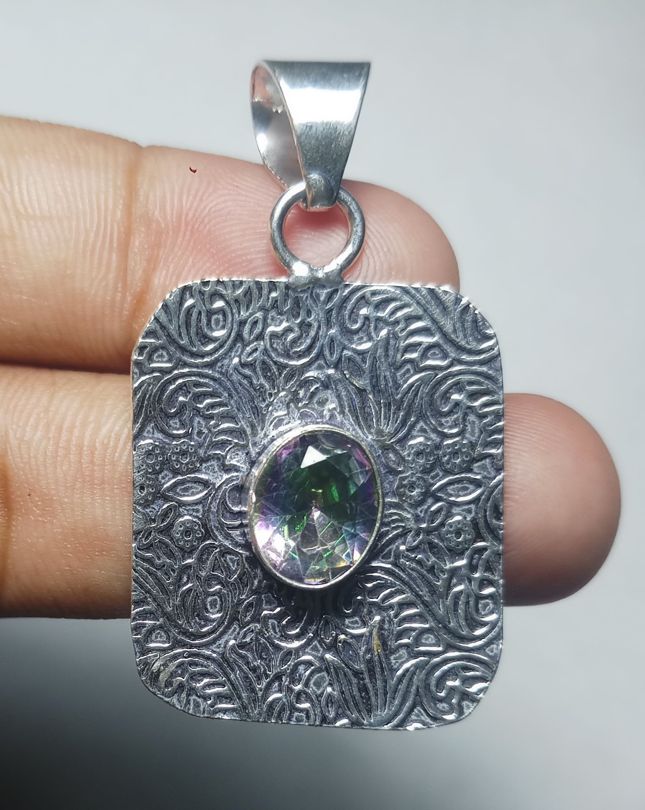 Mystic Topaz Oval Shape Gemstone Handamde Pendent Jewelry Pendant Size 1.5 Inch