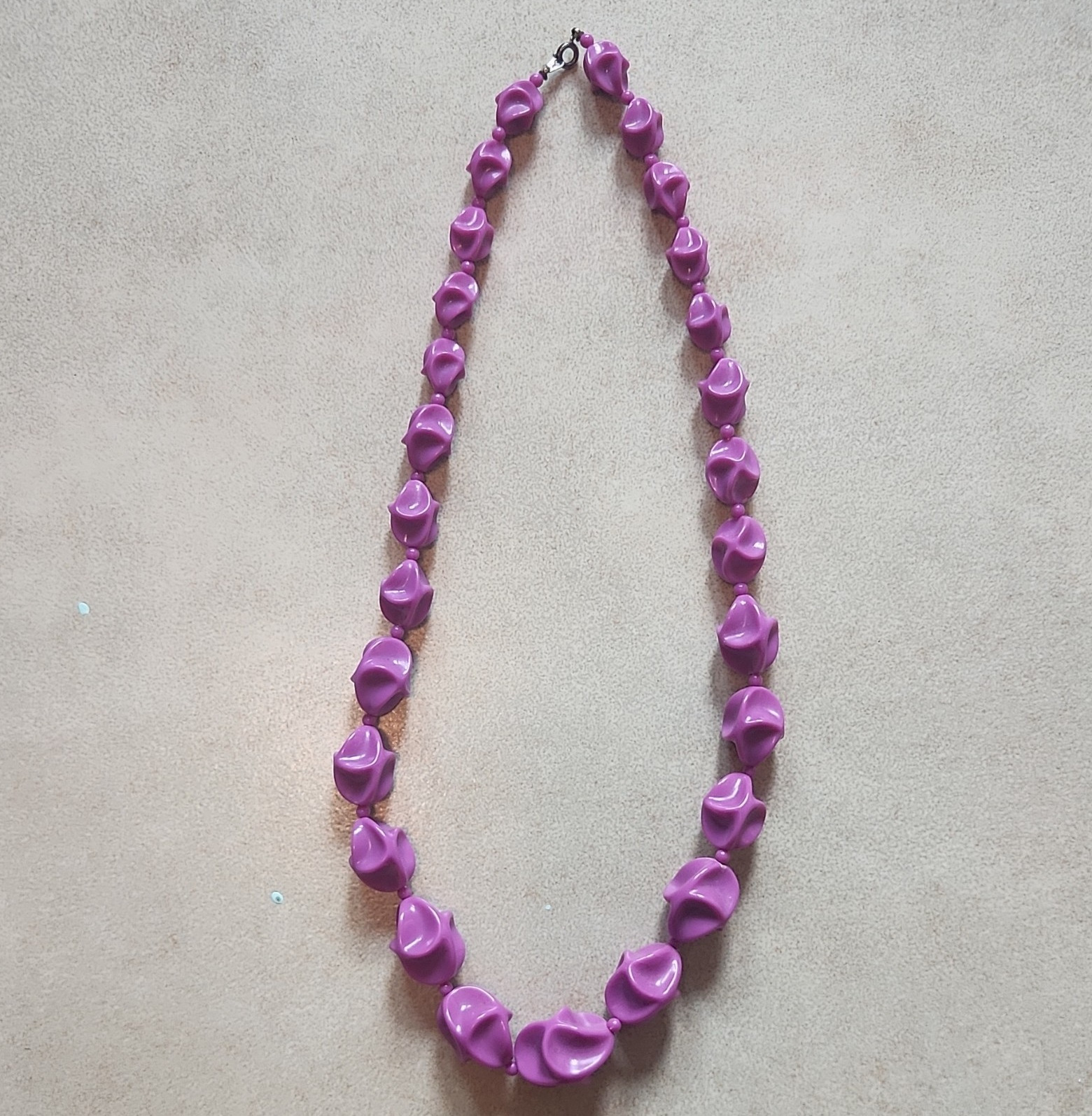 Vintage Purple Plastic Bead Necklace