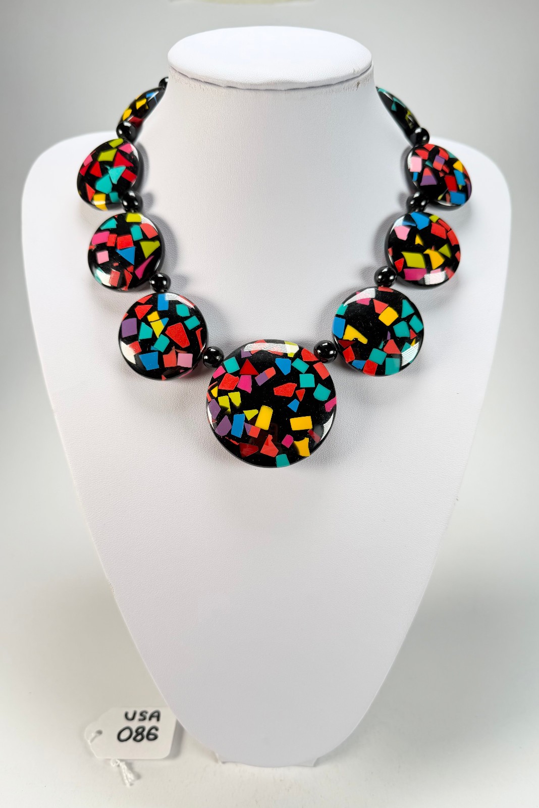 Marion Godart – Confetti “Bouclier” Art-Deco Mix Resin Necklace