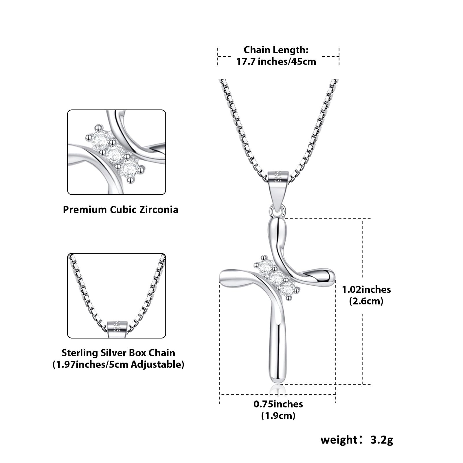 EVERU 925 Sterling Silver Cross Necklaces for Women April Birthstone Necklace…