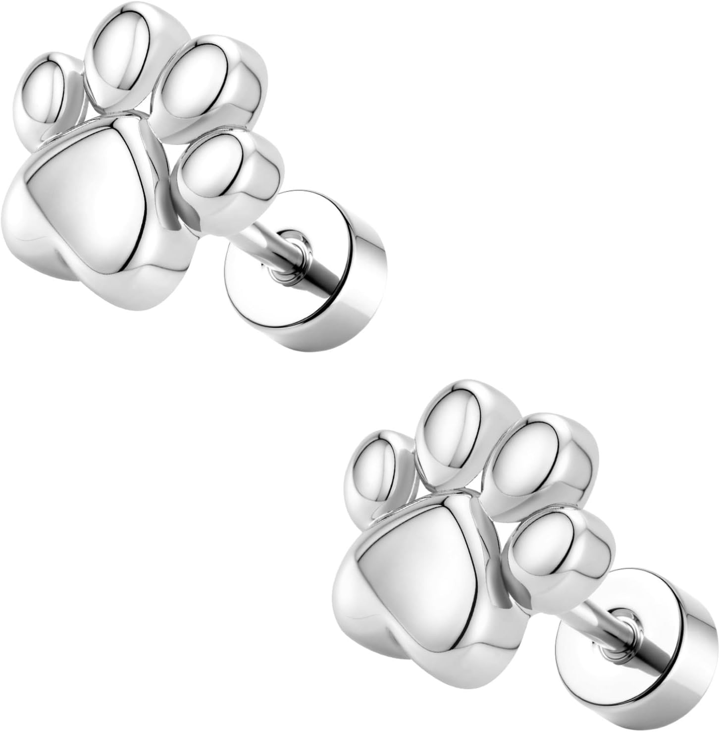 Flat Back Earrings for Women, Screw Back Animal Stud Earrings, 316L Stainless St