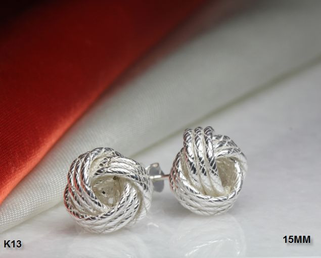 15MM ROUND STERLING SILVER 925 BRAND NEW LIGHT WEIGHT KNOTTED STUD EARRIGNS