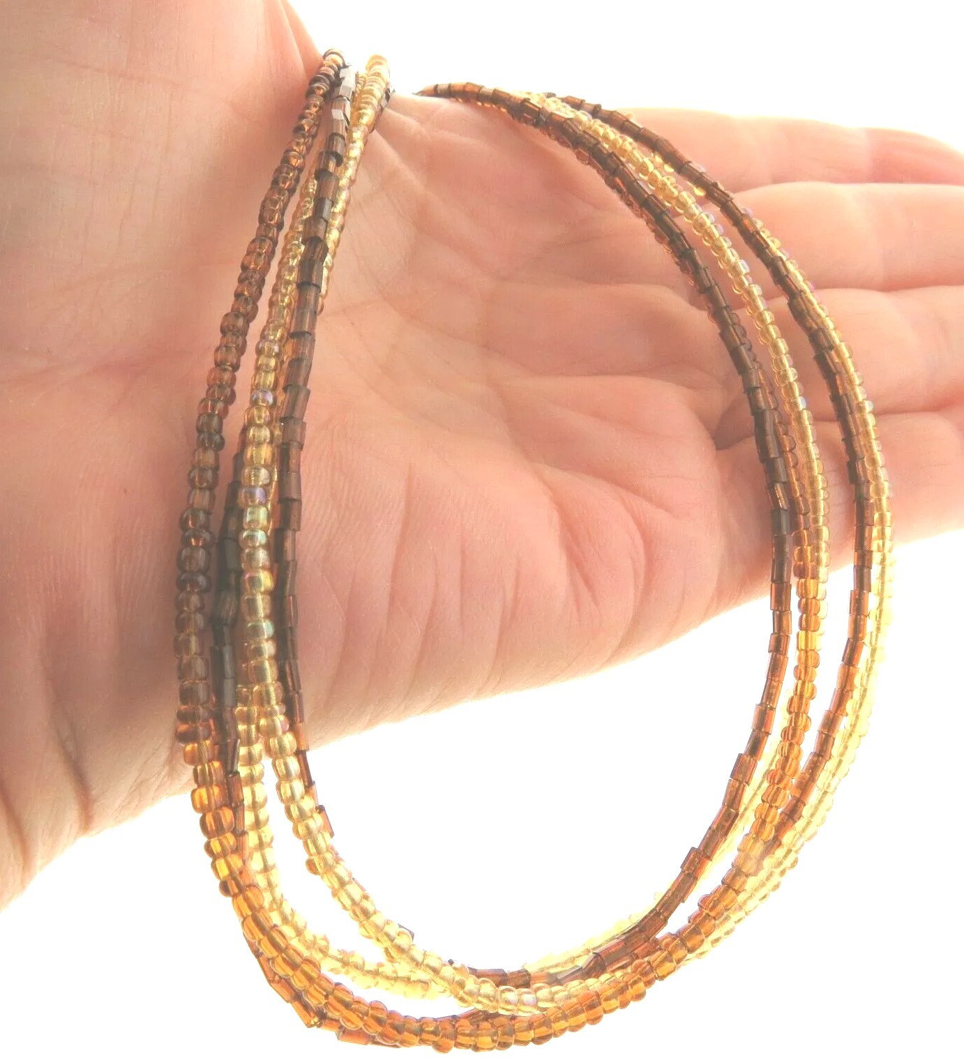 Micro Glass Beaded Multi strand Necklace PD 16-19″