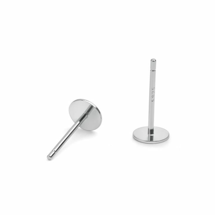 S925 Sterling Silver Earrings Posts Ear Stud Flat Pin with Backs DIY Findings