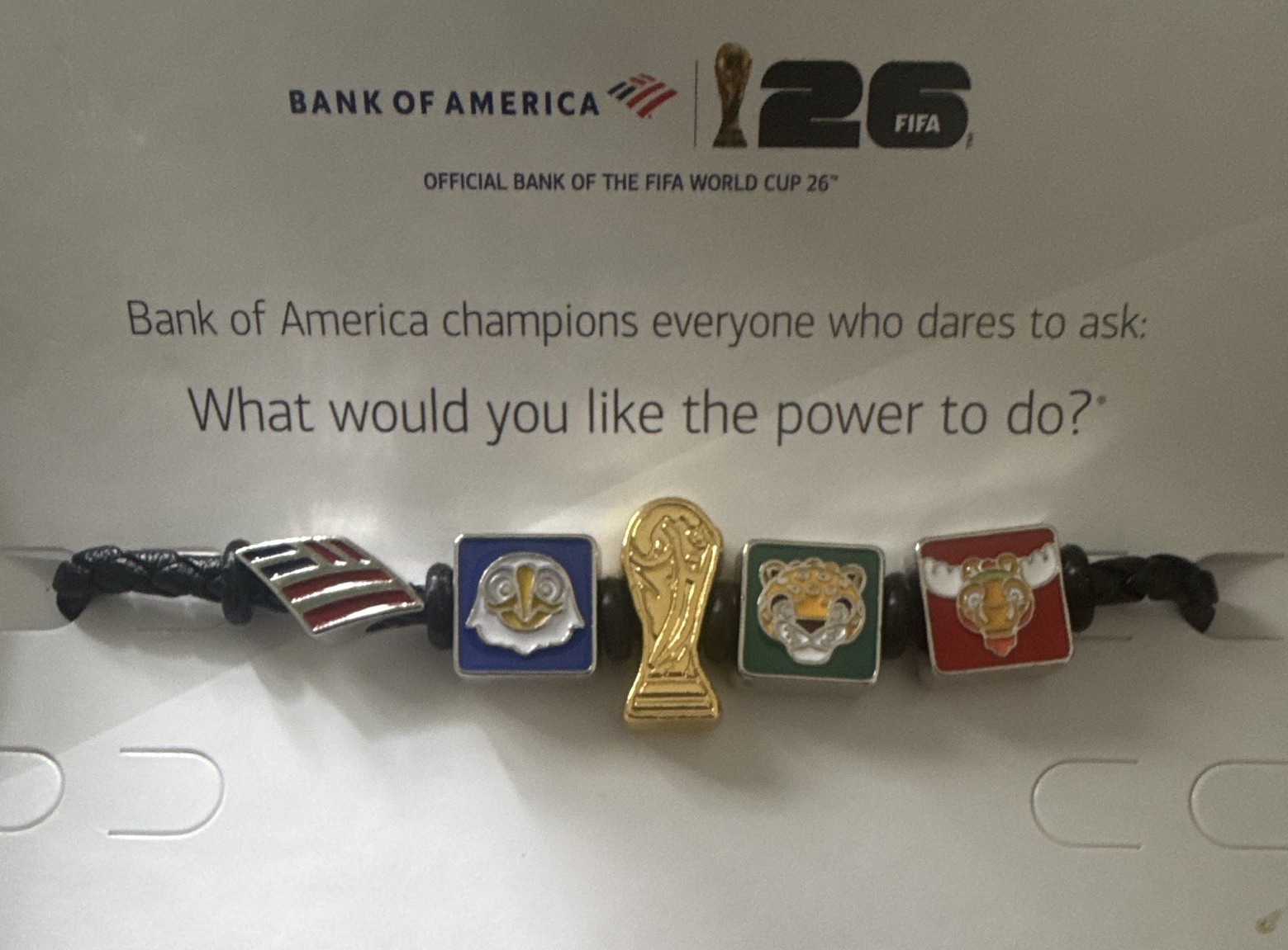 FIFA World Cup 2026 MASCOTS Bank of America Black Braided Charm Bracelet LARGE