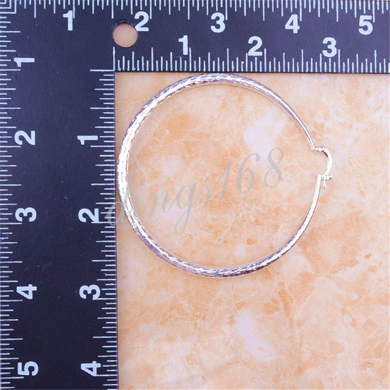 Genuine 925 Sterling Silver Classic FishScale Hoop Earrings 70mm/2.8inch X-Large