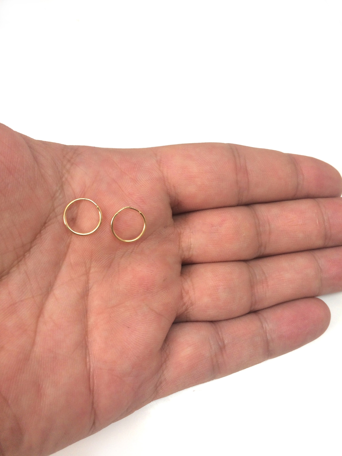 10k Yellow Gold Shiny Endless Round Hoop Earrings, Diameter 10mm