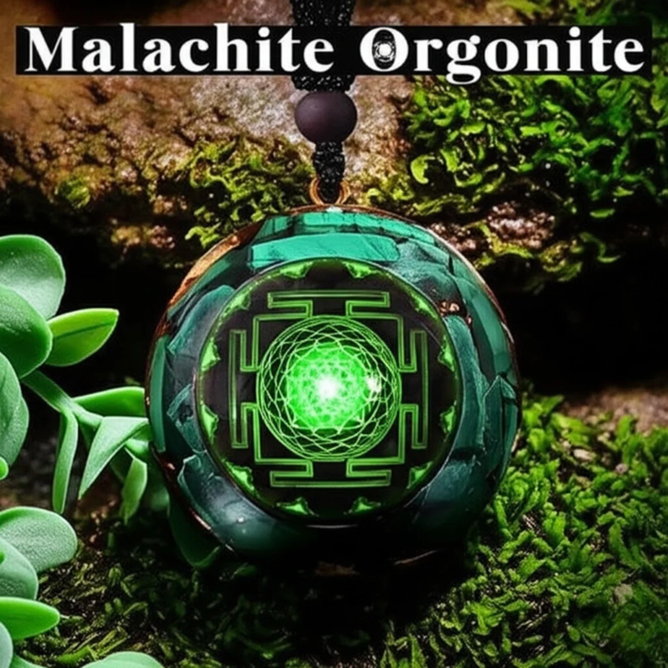 Malachite Orgonite Pendant Healing Protection Talisman Women Men Necklace Gift