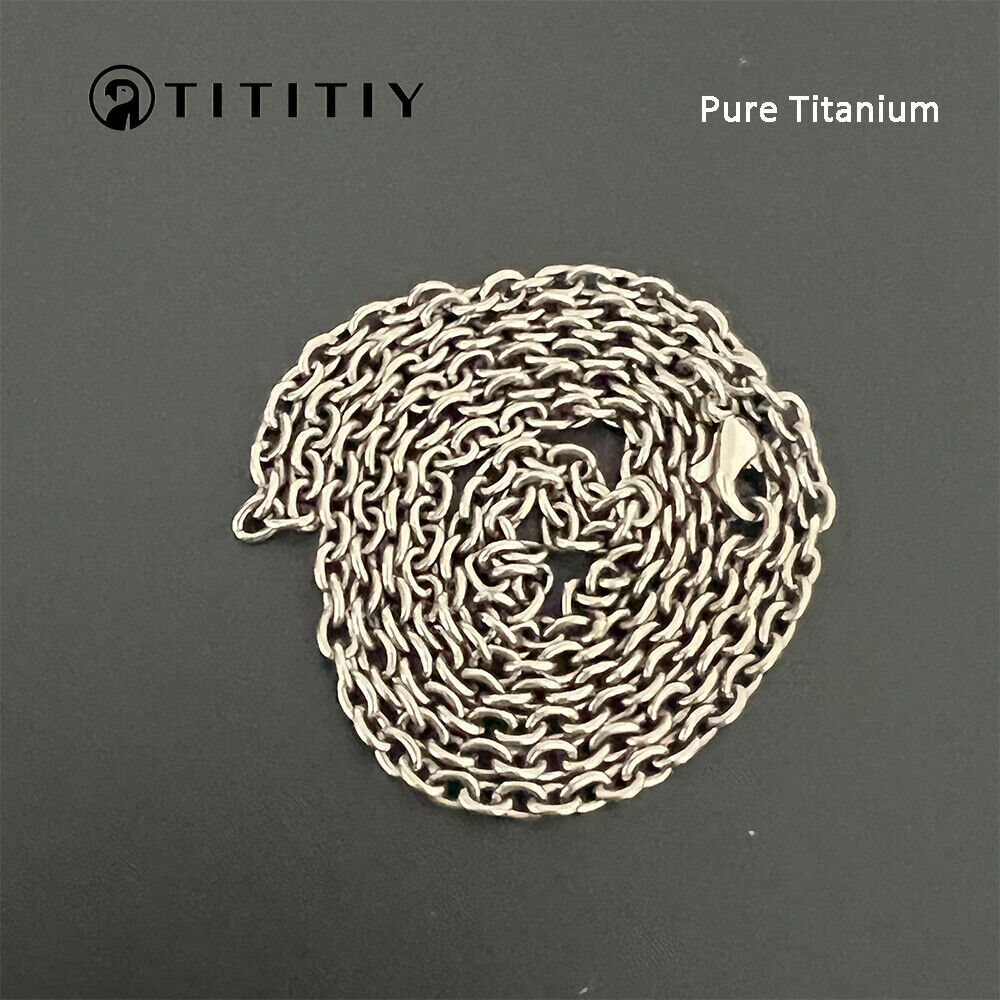 NEW 3mm Pure Titanium Necklace O Cable Link Chain Men Women Non-Allergic 23.6″