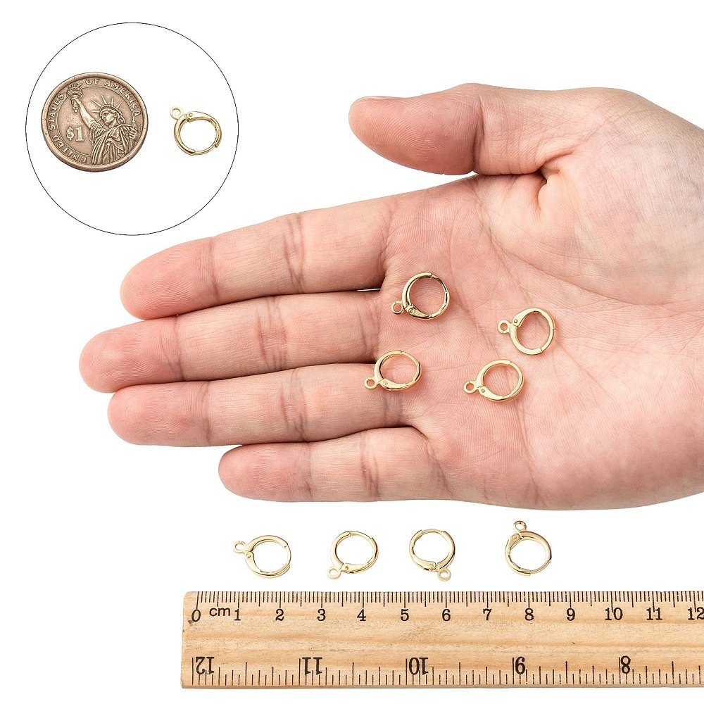 5 Pair Gold Brass Huggie Hoop Earring Finding w/Loop Round Blank for Earring DIY