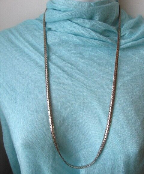 Vintage Heavy Silver Tone Wide 5.8mm Omega Chain Necklace 30 Inch