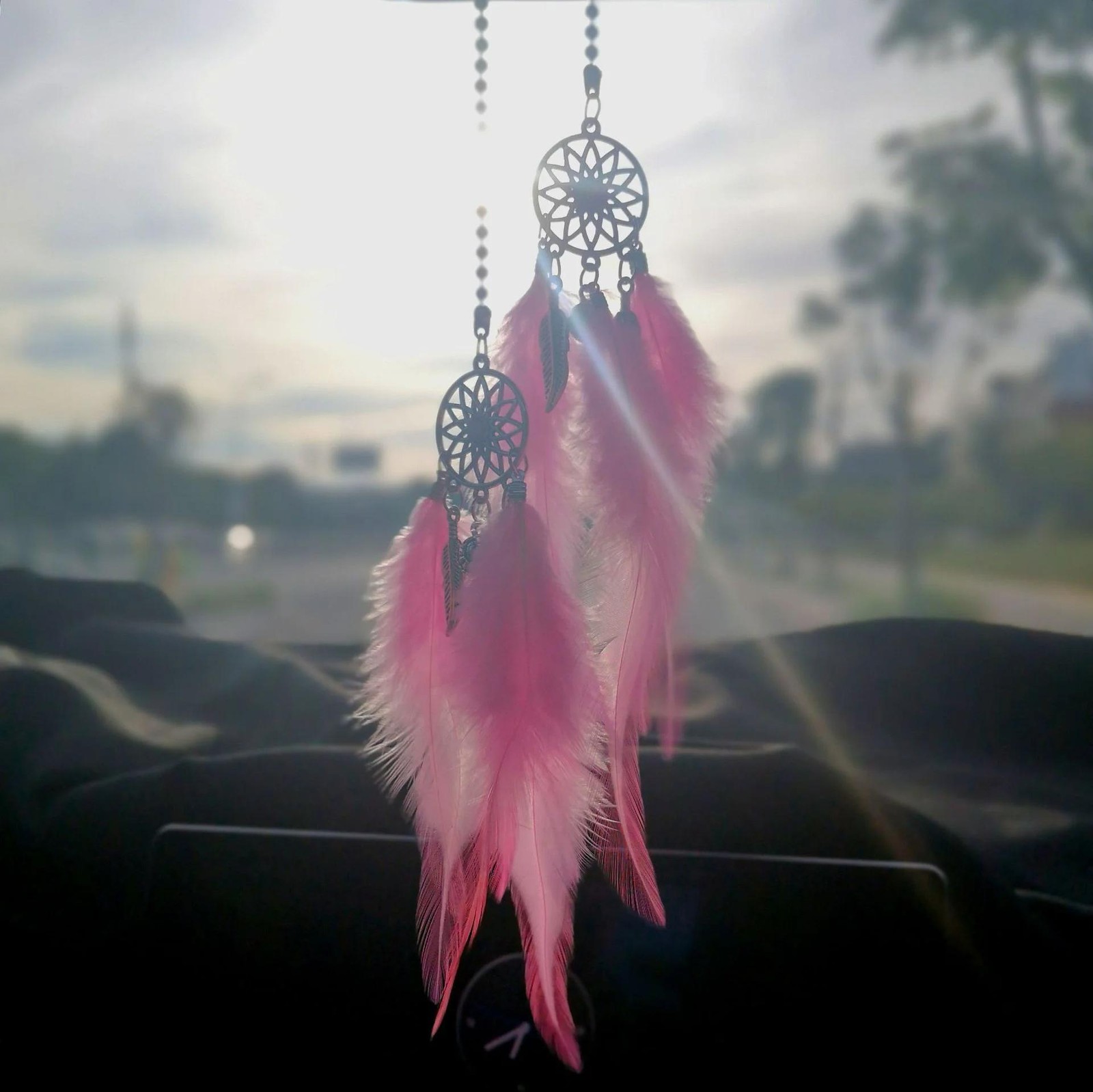 1/2pcs Dream Catcher Car Pendant for Girls, Feather Mirror Hanging Decor, Lucky