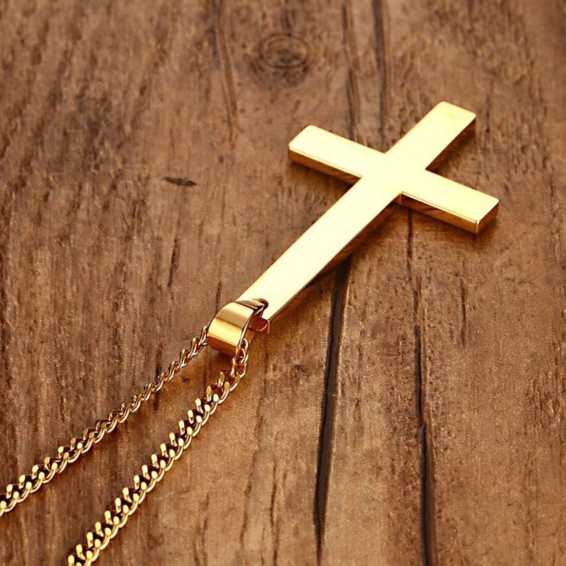 Gold Saint Peter’s Cross Necklace Inverted Stainless Steel Pendant Punk Goth