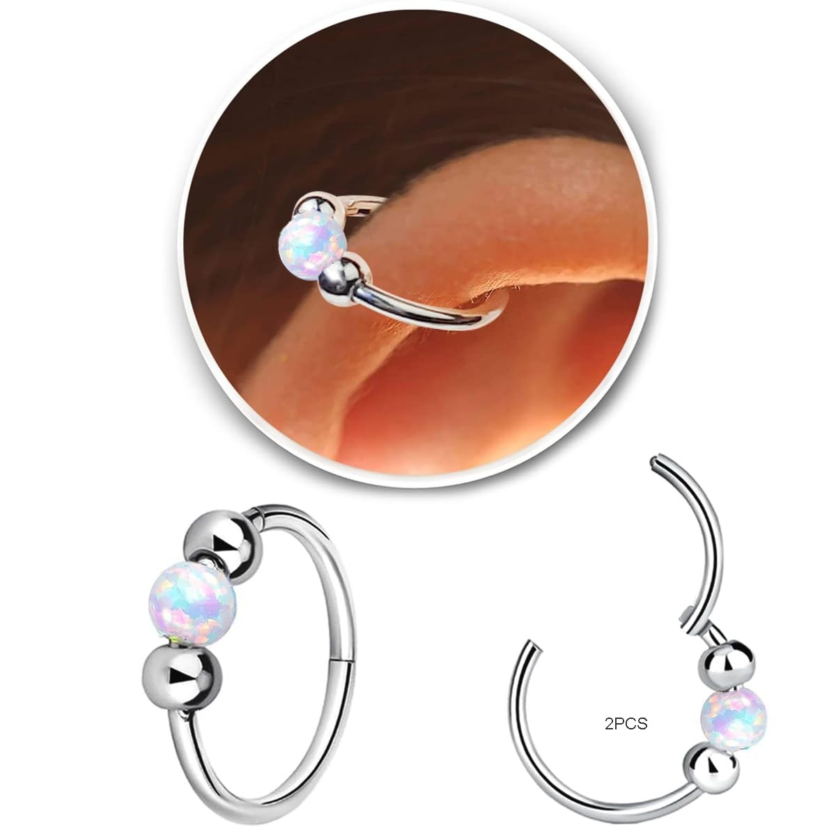 2Pcs 18G Hypoallergenic Cartilage Earrings for Women & Men 316L Surgical Steel