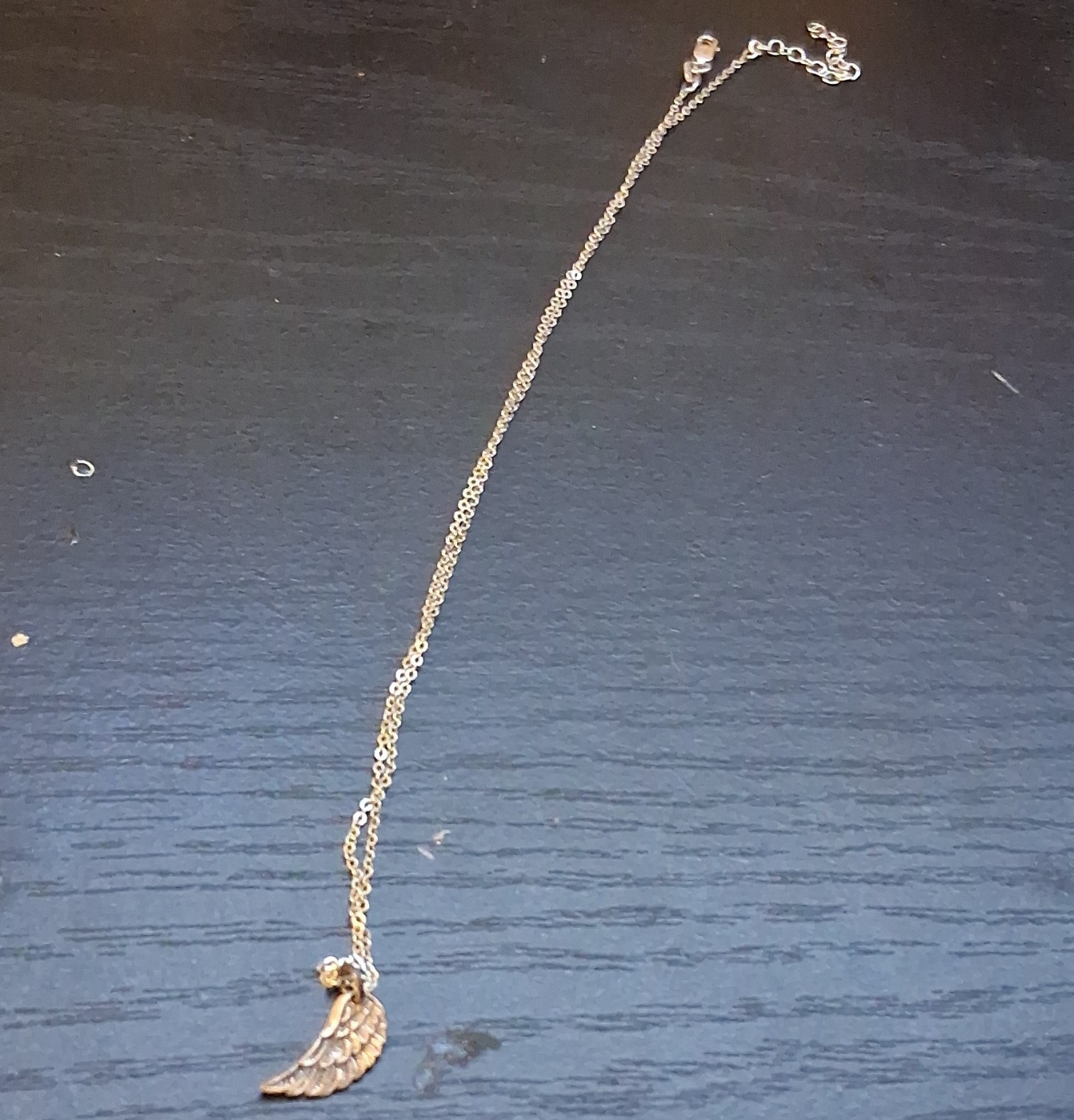 Sterling Silver Necklace Angel Wing Charm Pendant Lobster Clasp Adjustable