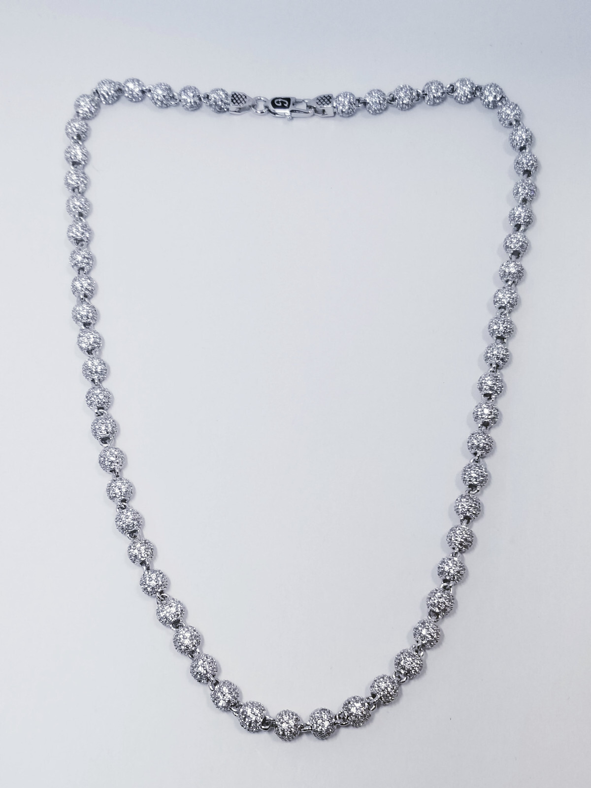 GLD Shop Ball Necklace in White Gold Plated- 4mm