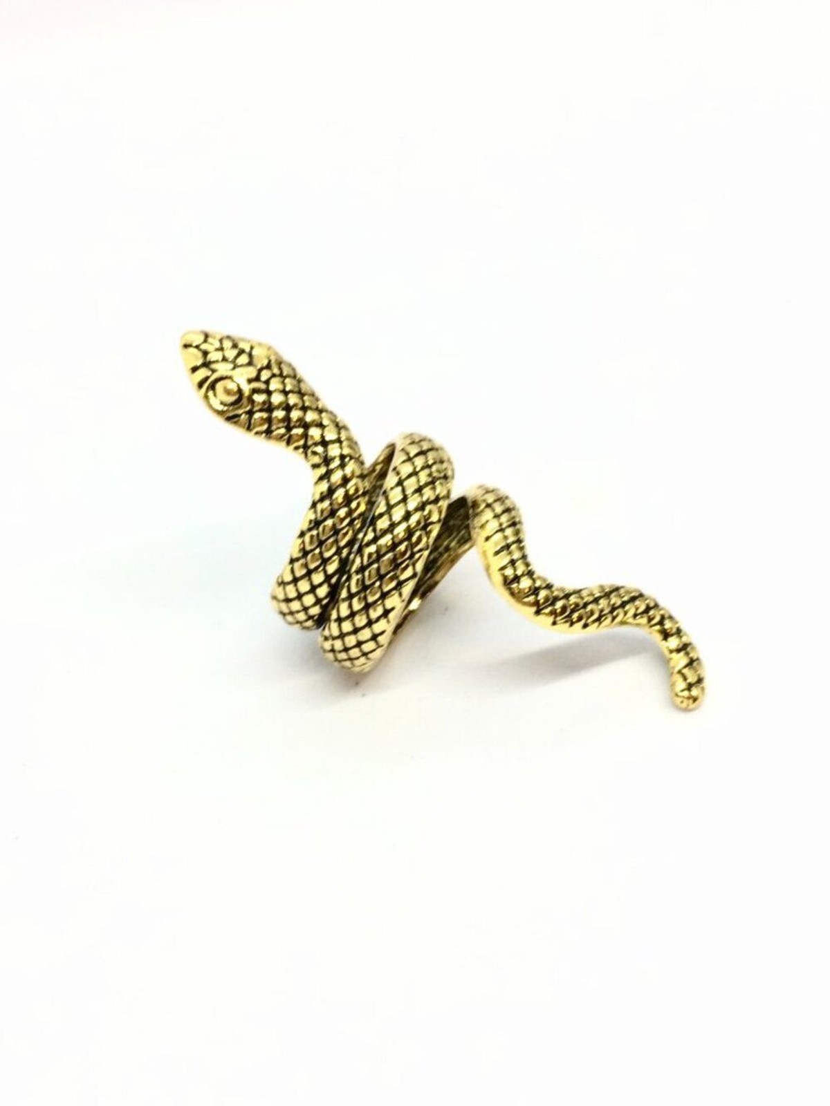 GOLD TONE SNAKE RING Serpent Wrap Statement Cobra Size 6.5